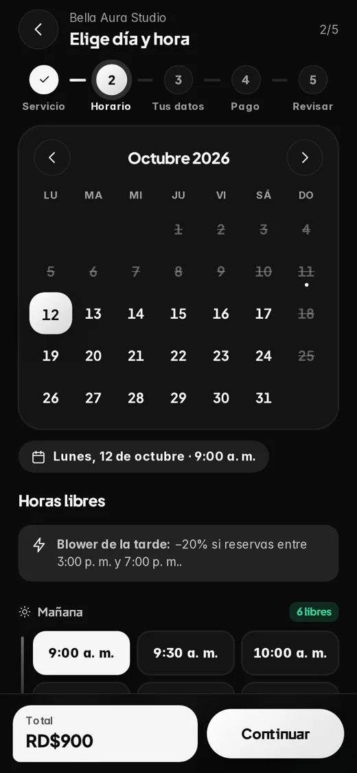 Elegir día y hora