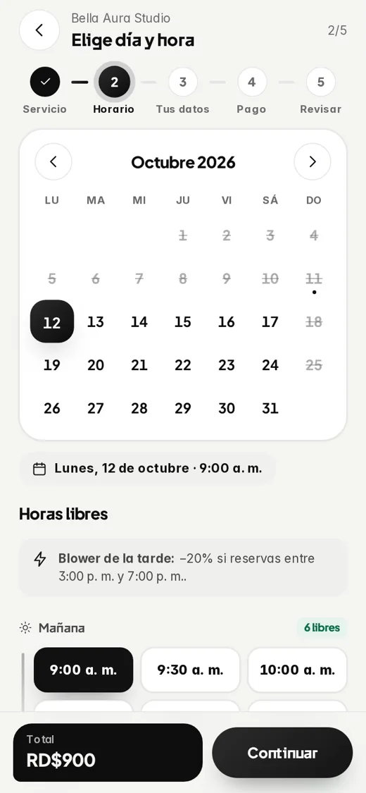 Elegir día y hora